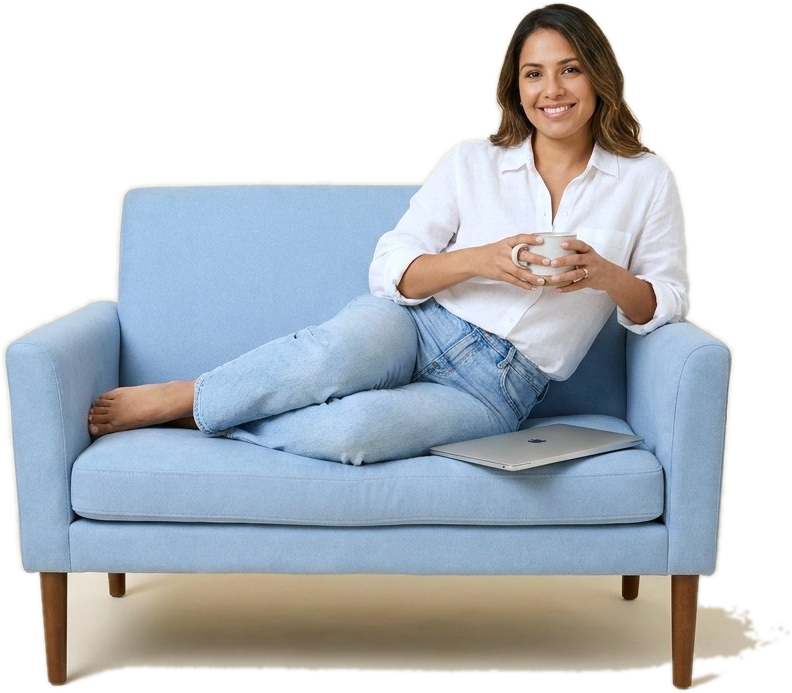 A House Fly Pro owner relaxing while the app runs her business