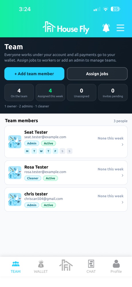 App House Fly Pro: agrega tu equipo, asigna trabajos y administra a todos desde un solo panel