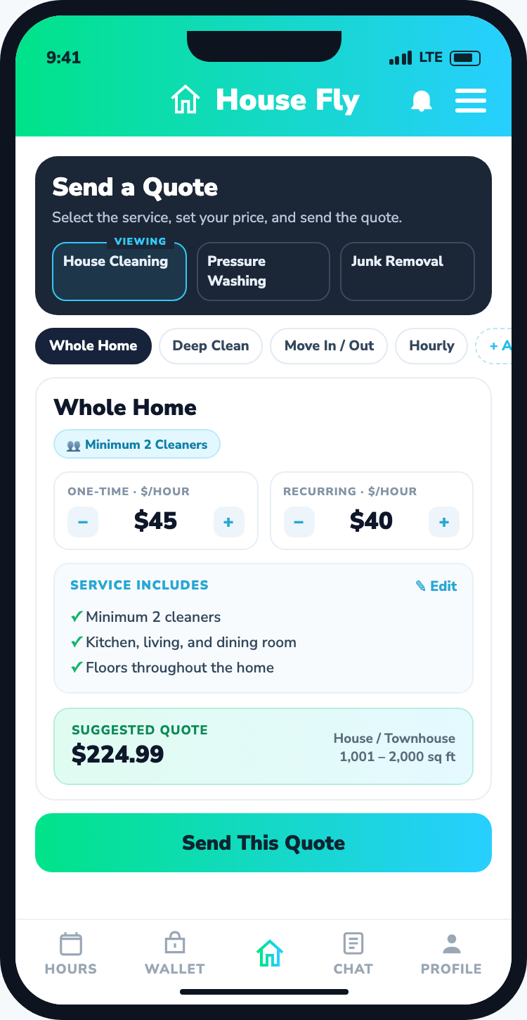 App House Fly Pro: importa tu lista de clientes y envía una cotización personalizada que tu cliente reserva y paga en un toque