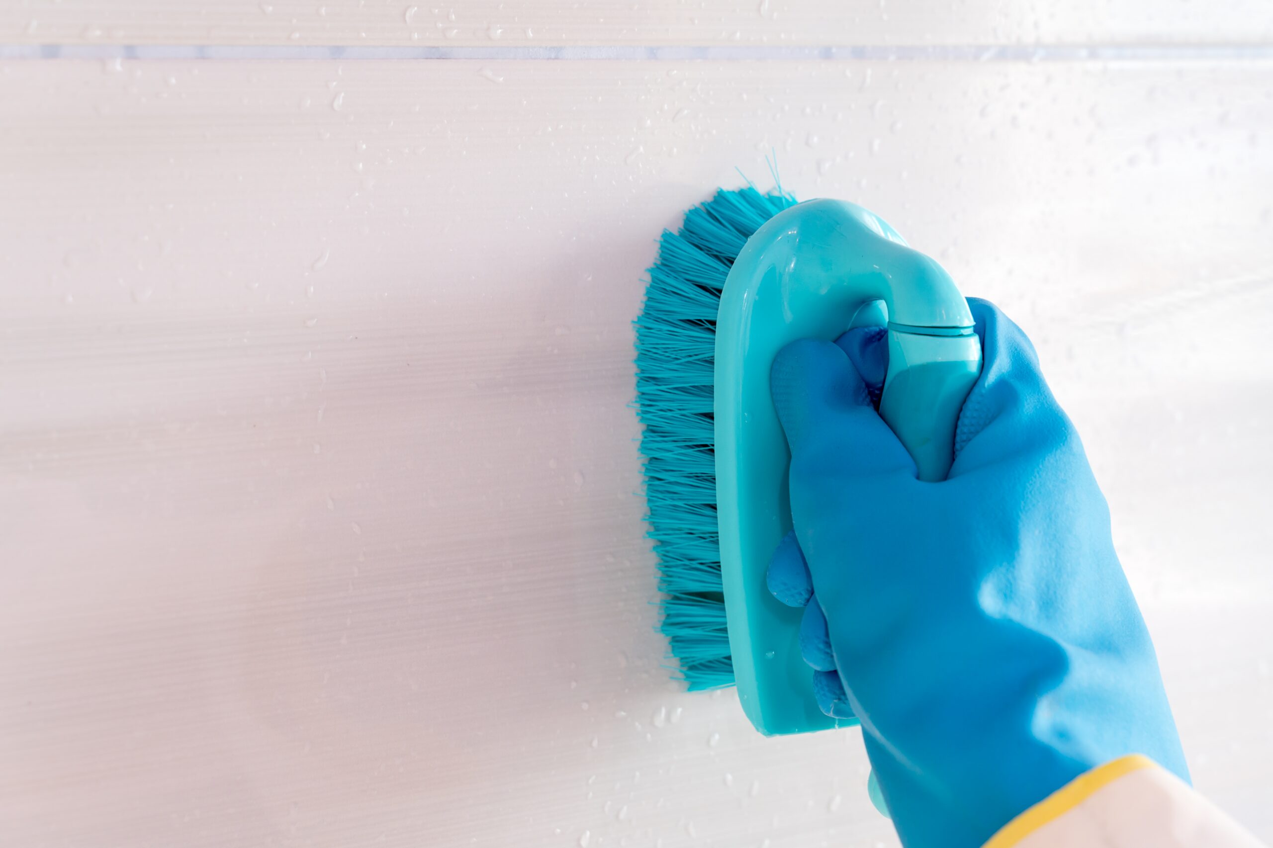 a cropped female hand washes a tile on a wall with 2026 01 08 22 52 26 utc