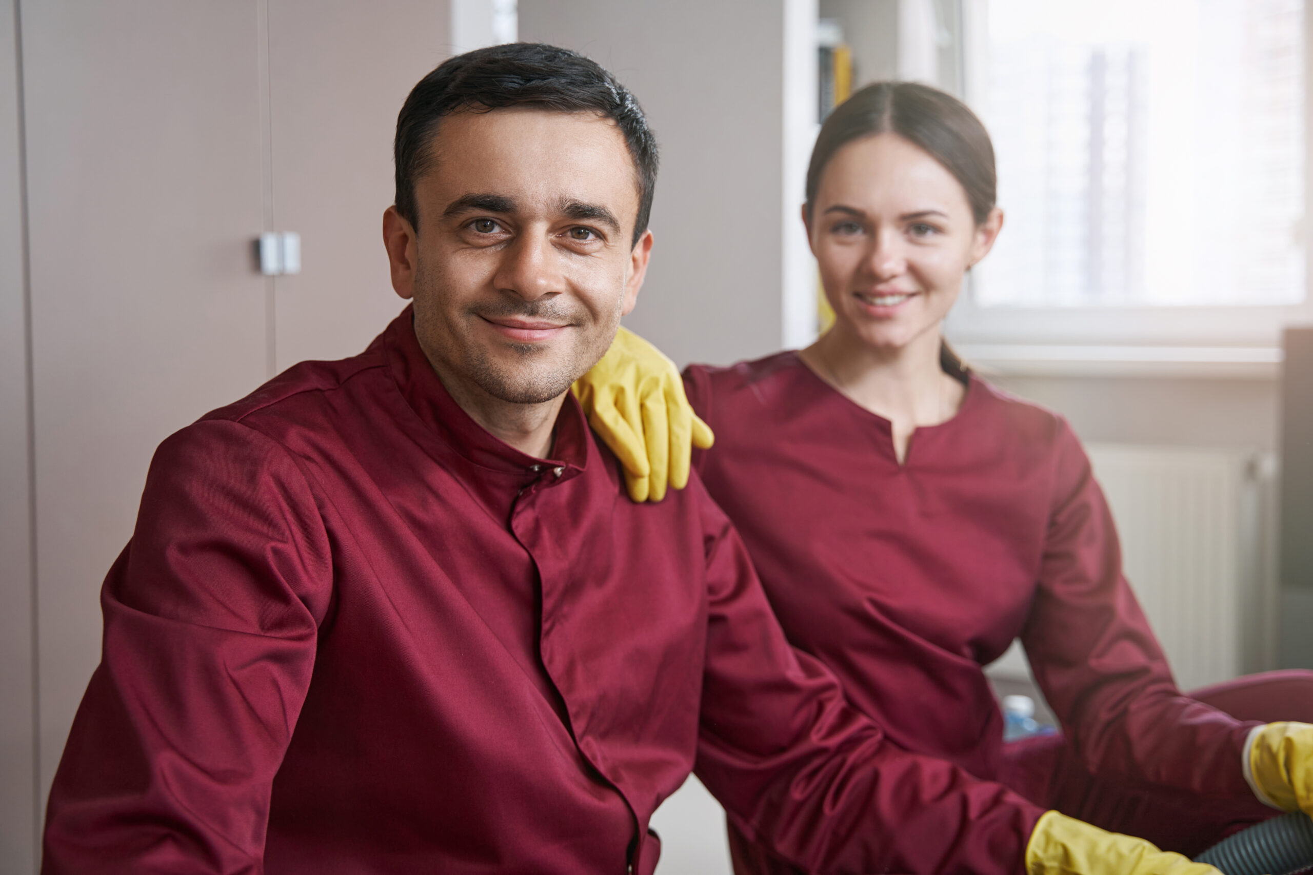 smiling janitorial personnel in uniforms posing fo 2026 01 09 00 56 55 utc